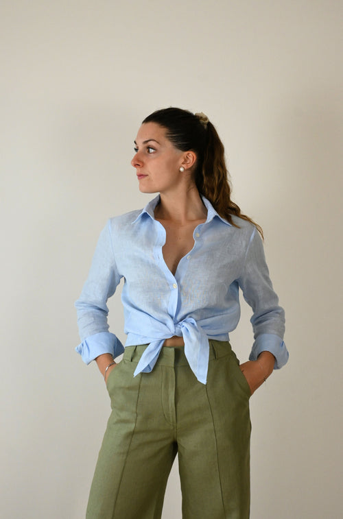 Camicia classica da donna in lino