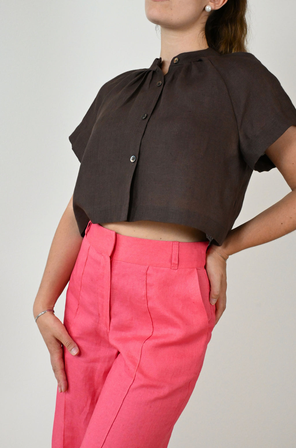 Women's pure linen blouse 