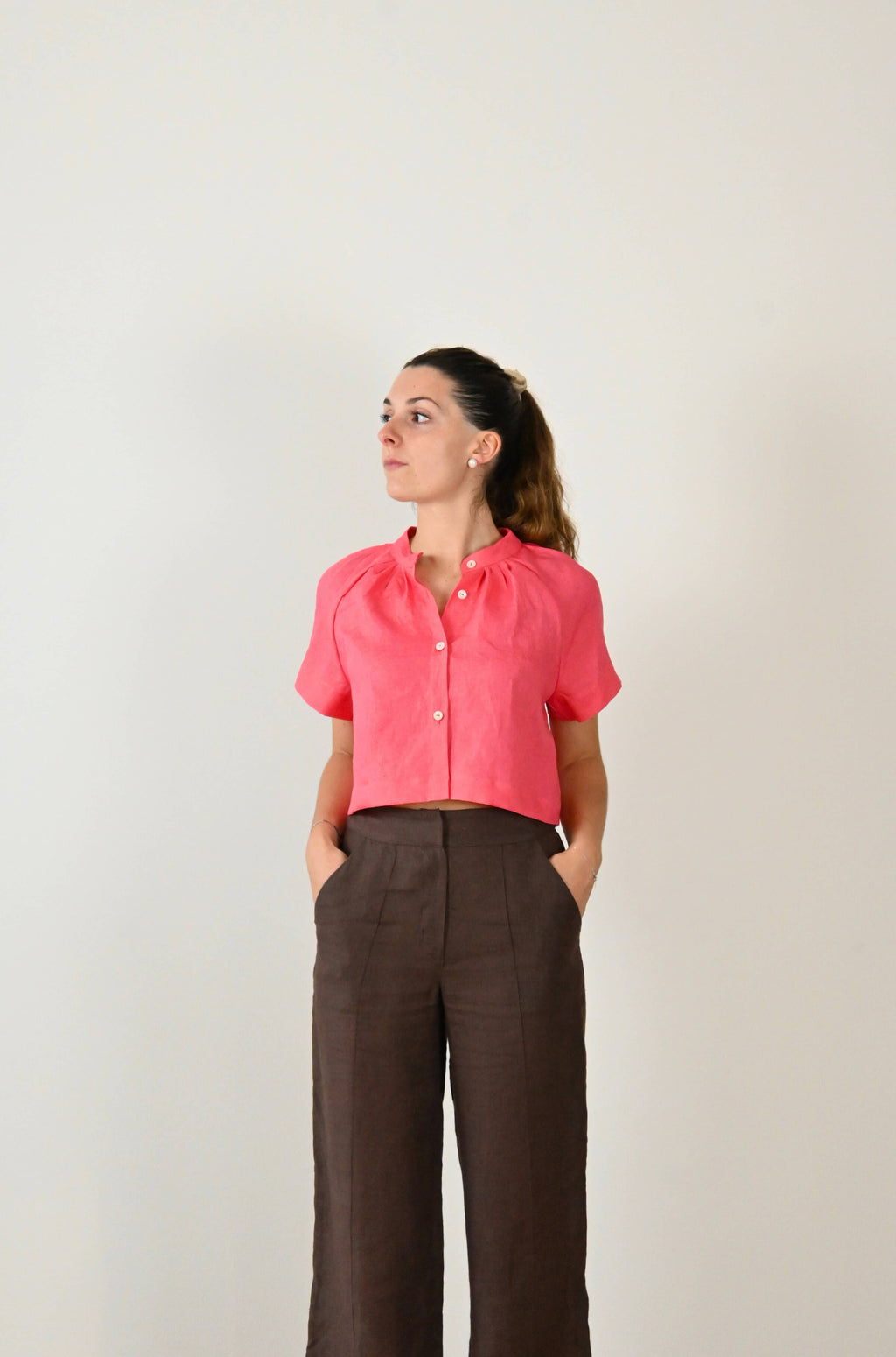 Women's pure linen blouse 