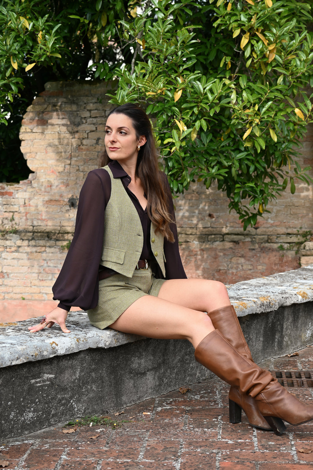 Pantaloncino principe di Galles in seta e lana