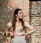 Camicia classica in raso di seta | Crema