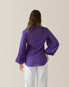 Camicia in seta con manica a palloncino | Viola Indigo