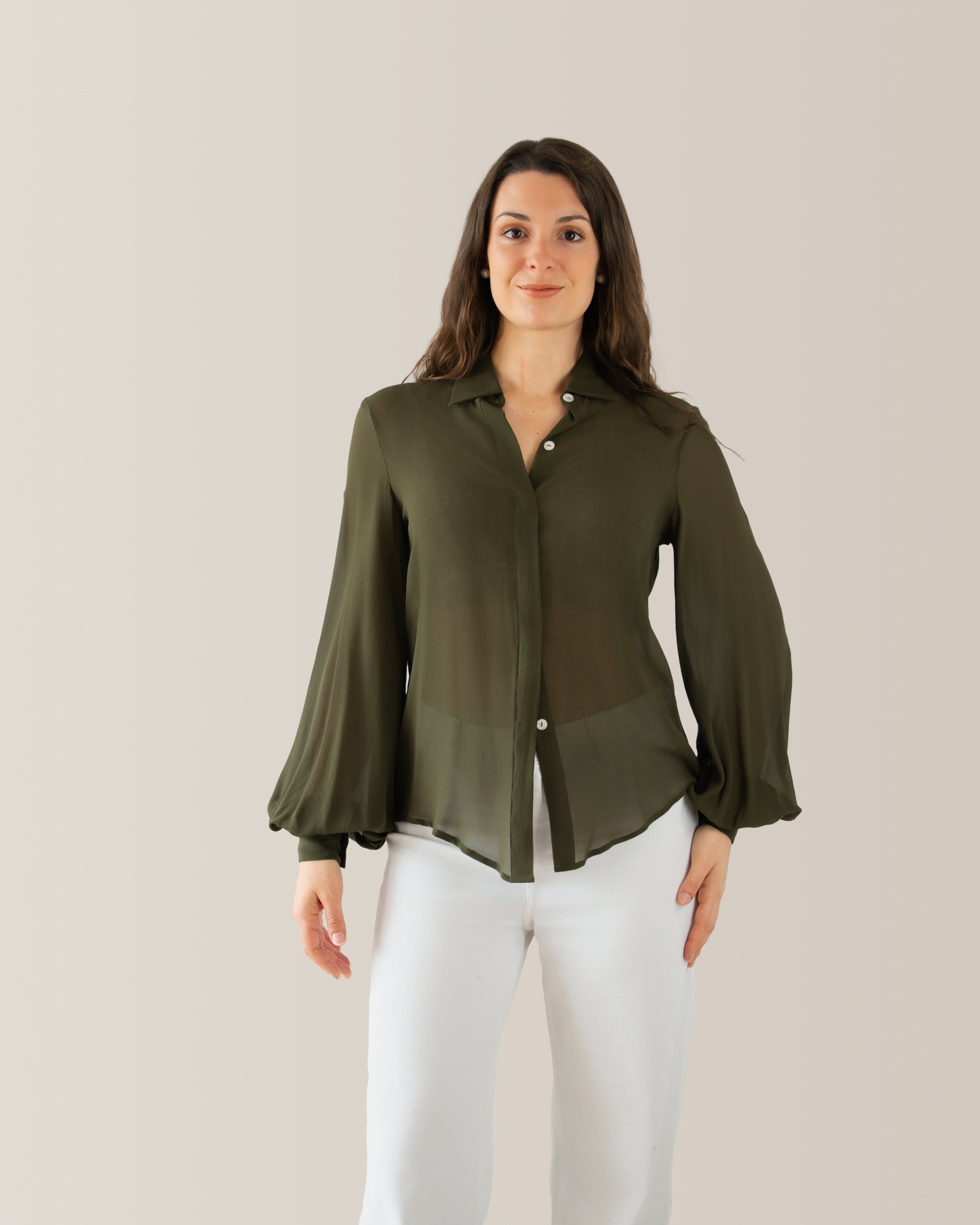 Women's silk shirt | puff sleeves 