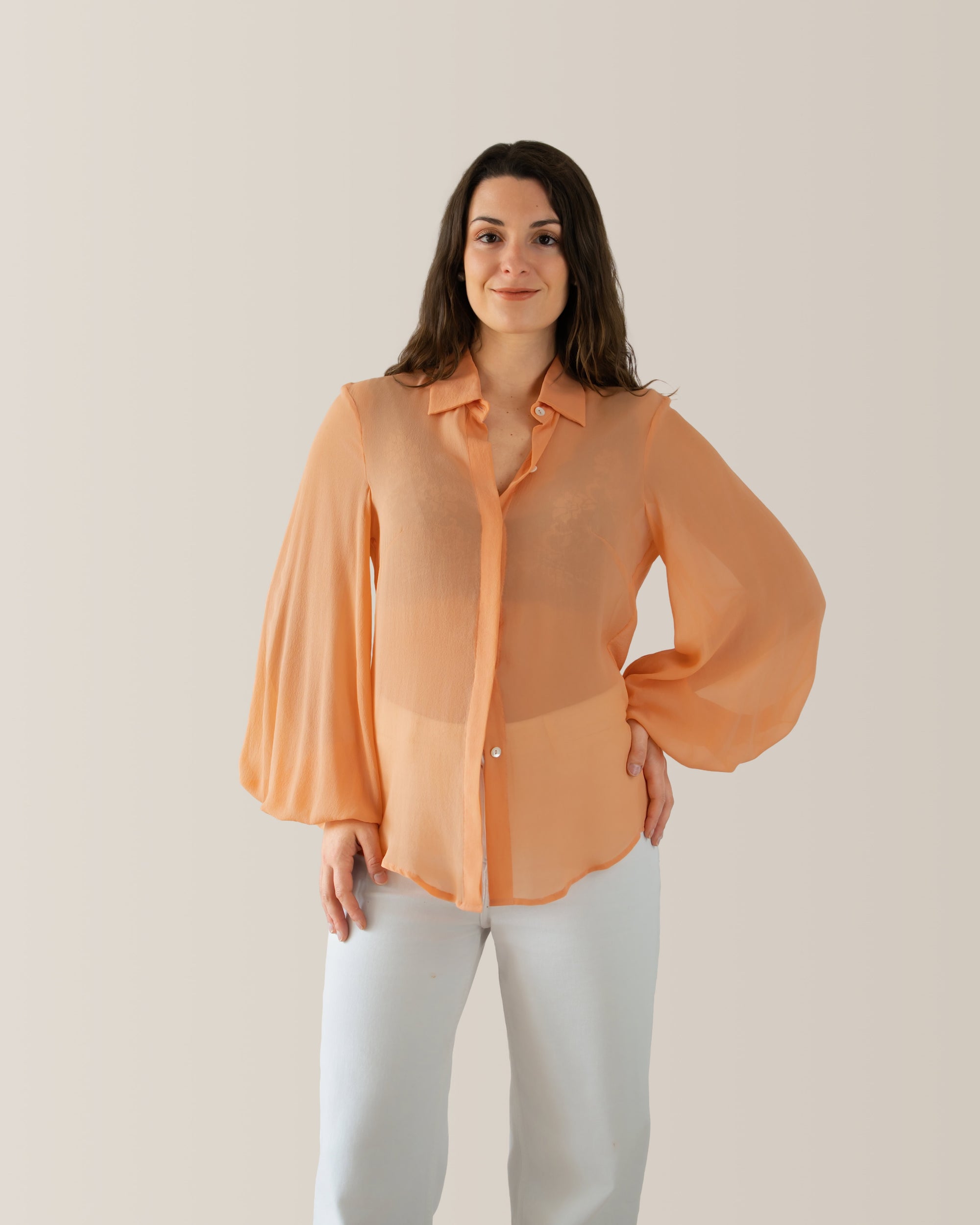 Camicia da donna in seta | manica a palloncino