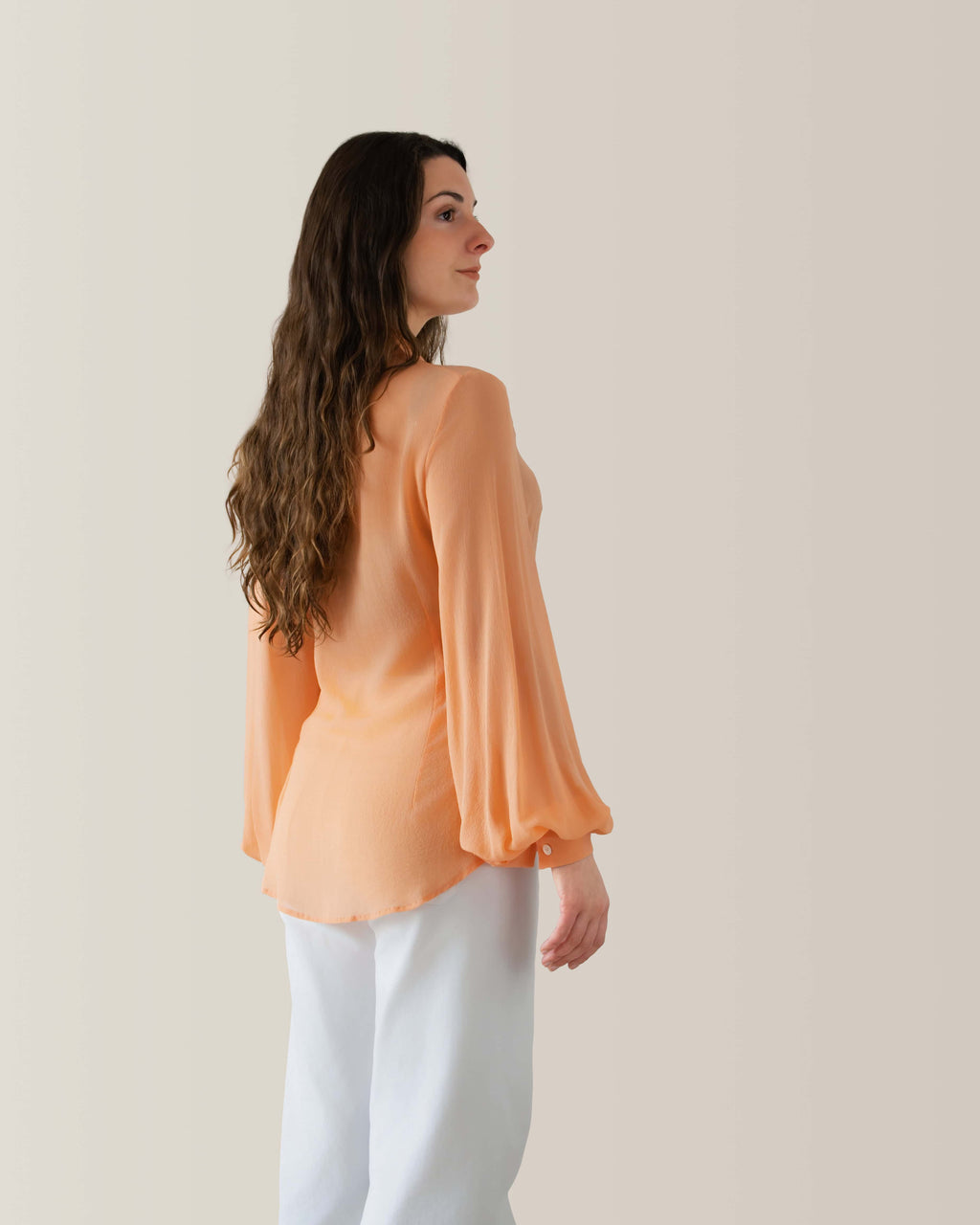 Camicia da donna in seta | manica a palloncino