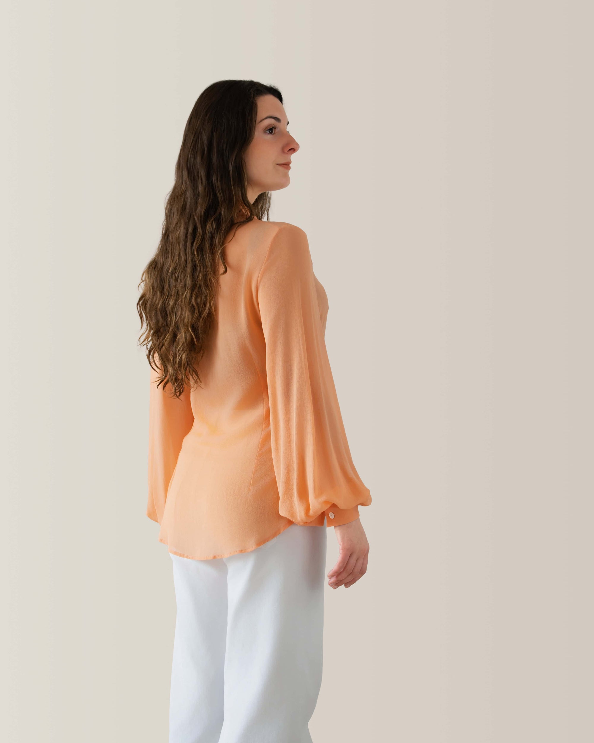 Camicia da donna in seta | manica a palloncino
