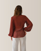 Camicia in seta con manica a palloncino | Terra di Siena