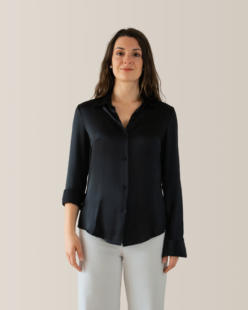 Camicia classica in raso di seta