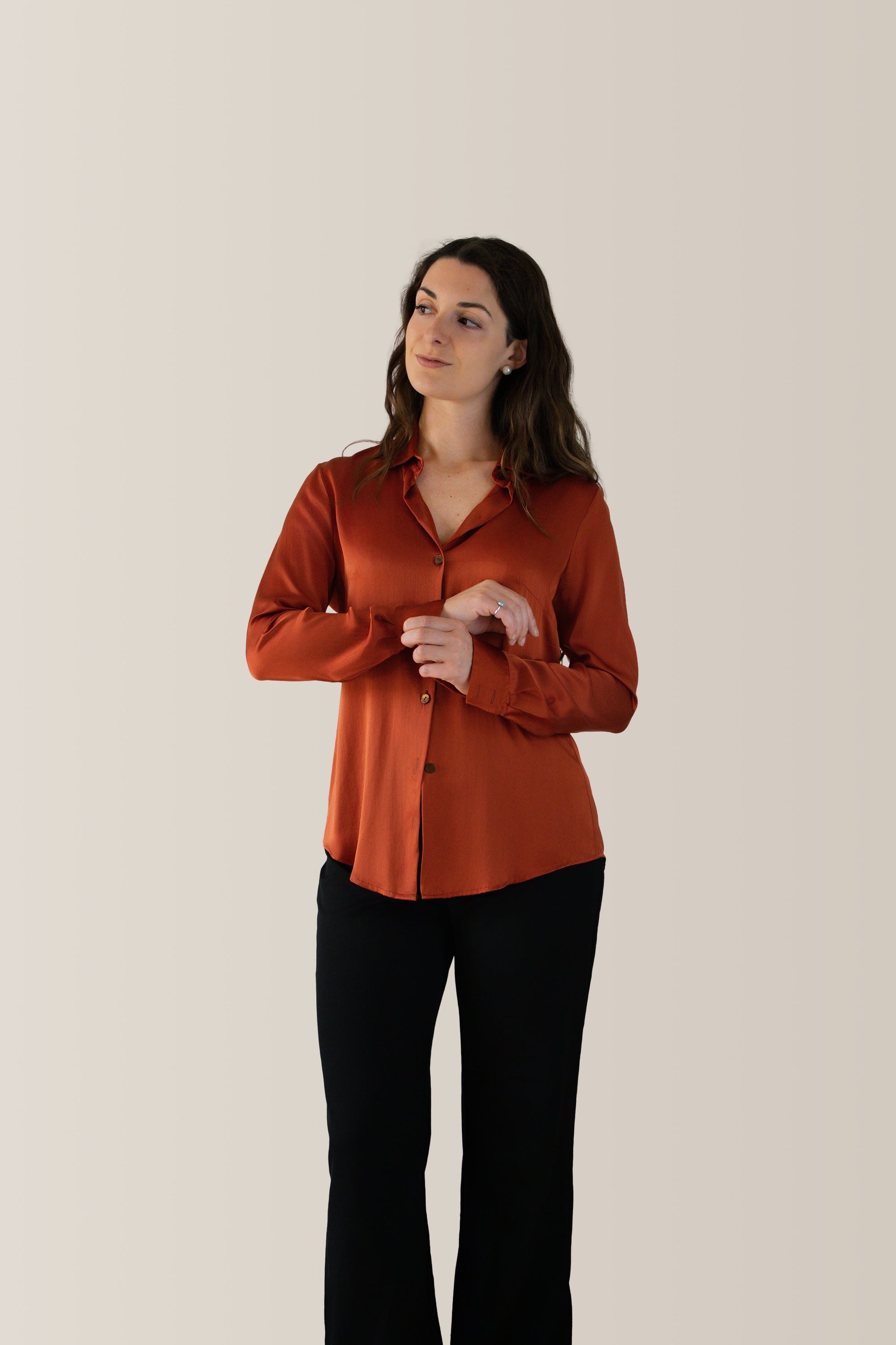 Camicia classica in raso di seta