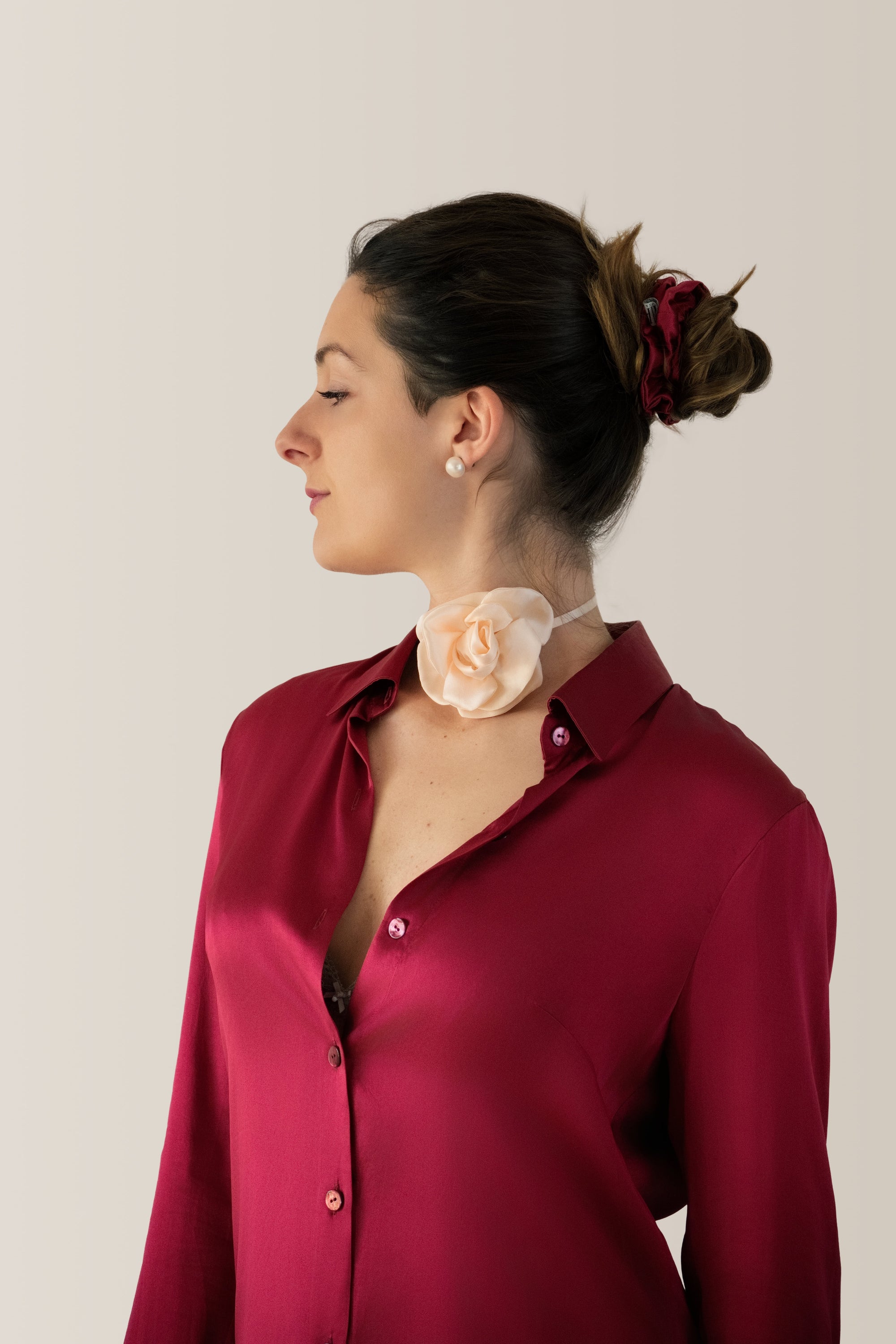 Camicia classica in raso di seta