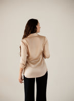 Camicia classica in raso di seta | Crema