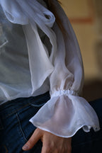 Camicia in seta con fiocco | Cloud Dancer
