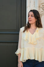 Blusa con volant | Giallo Burro