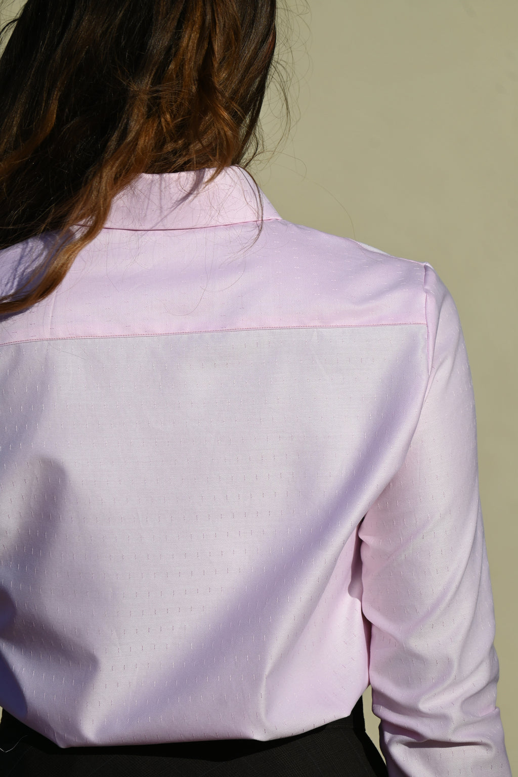 Camicia classica in cotone con plissé | Rosa