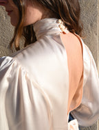 Camicia schiena scoperta in seta | Bianco Perla