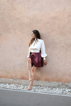 Camicia schiena scoperta in seta | Bianco Perla