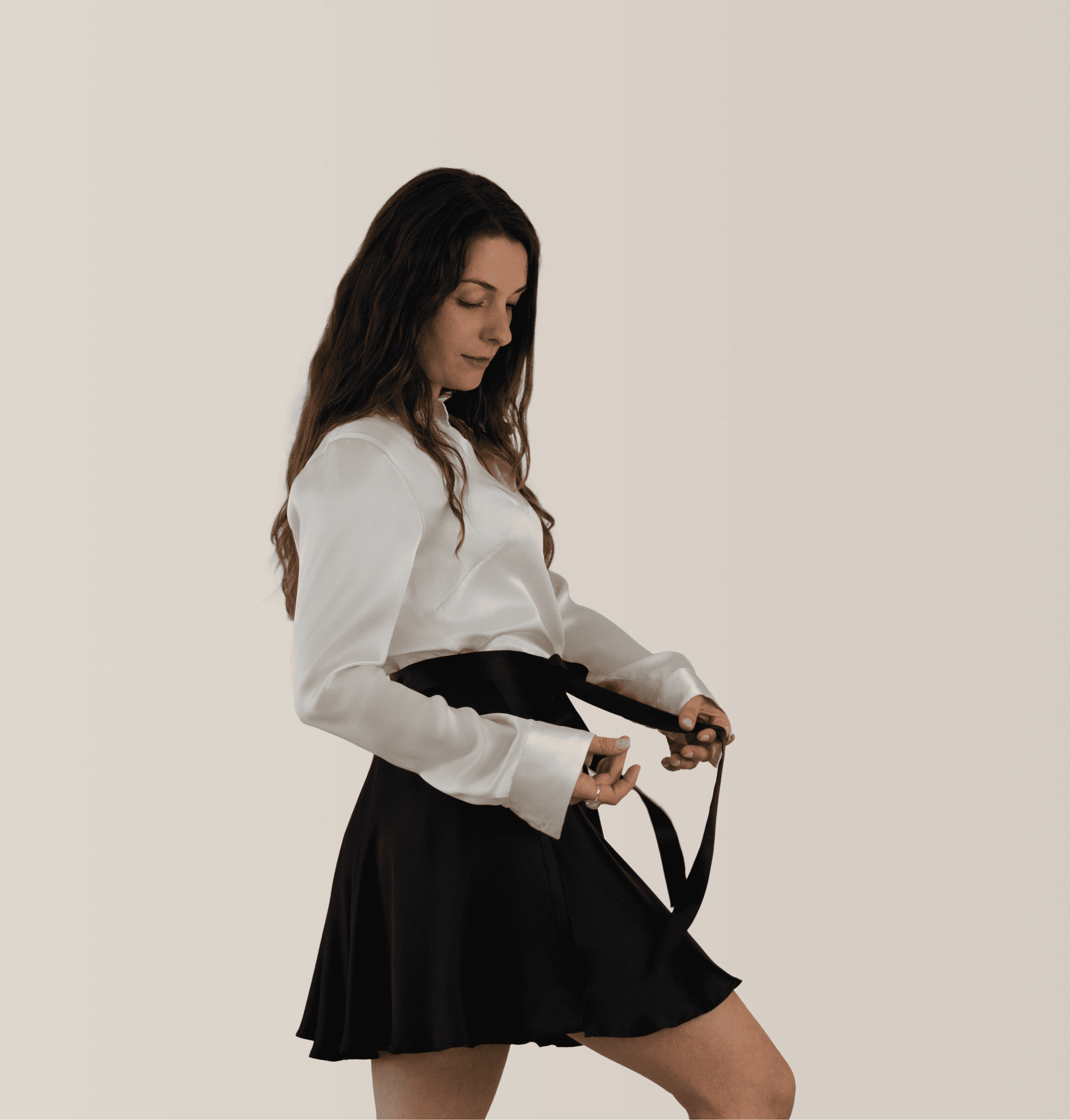 Satin 100% silk wrap skirt