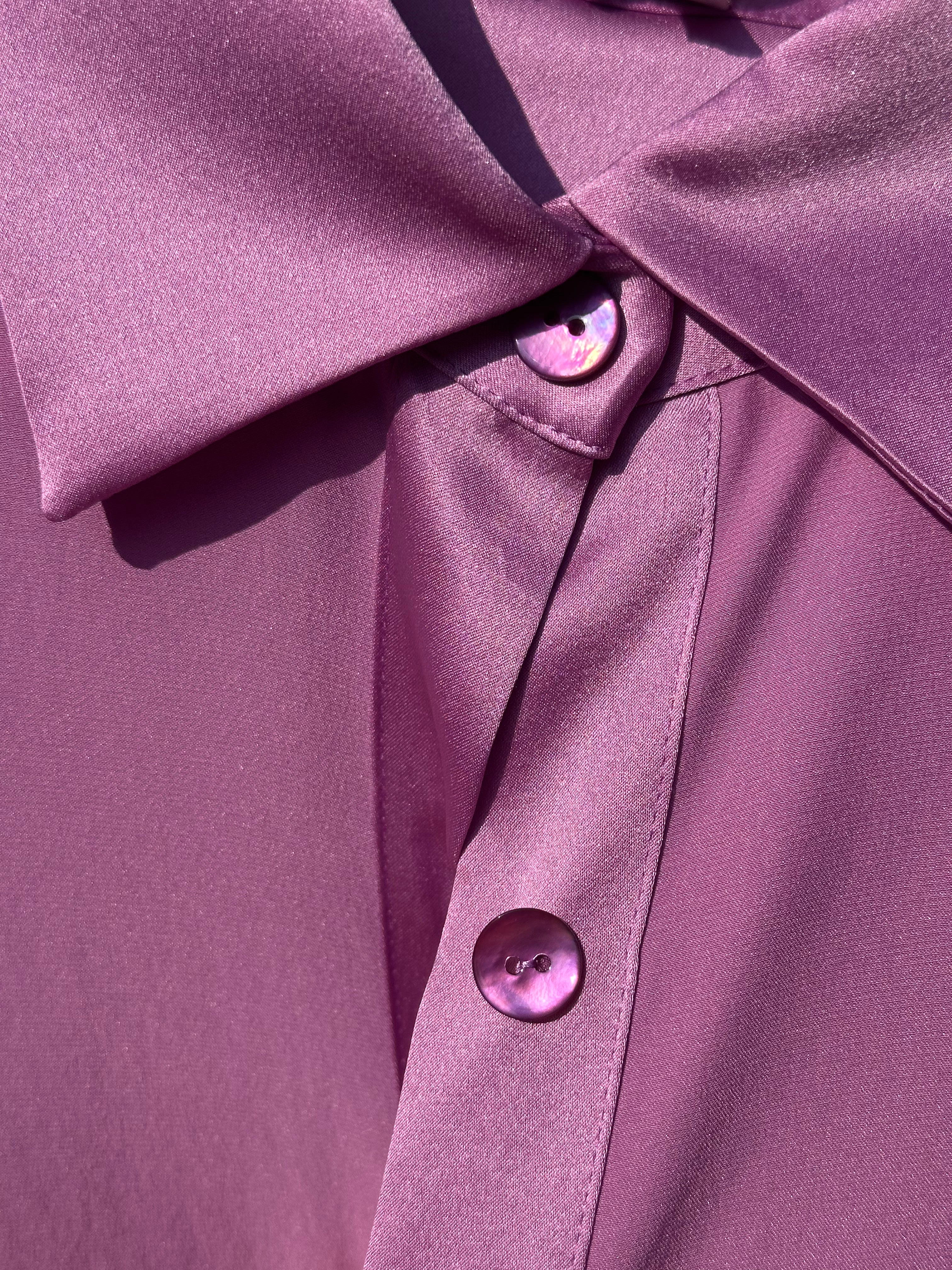 Camicia classica in raso di seta | Glicine