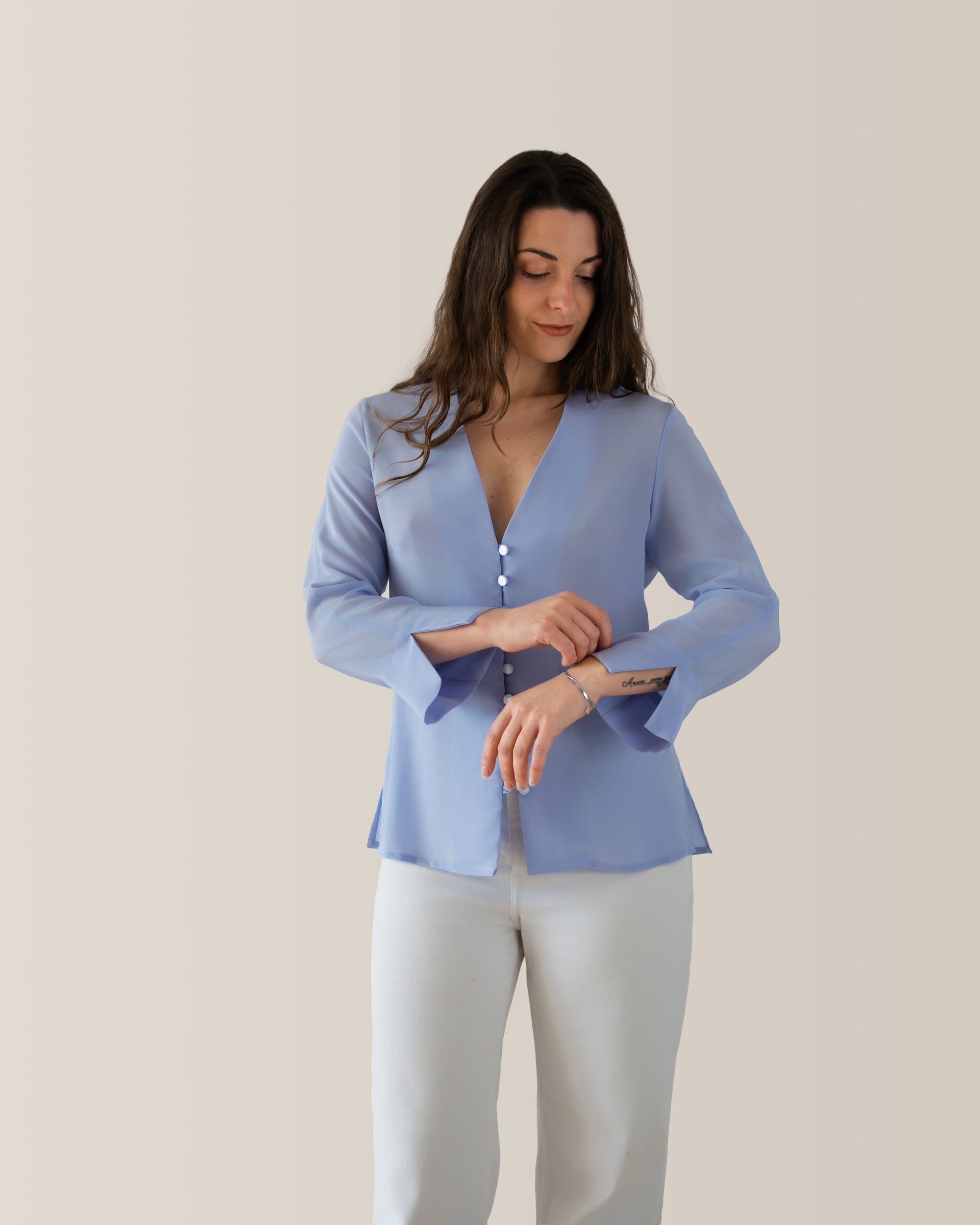 Camicia da donna in seta | scollo a V