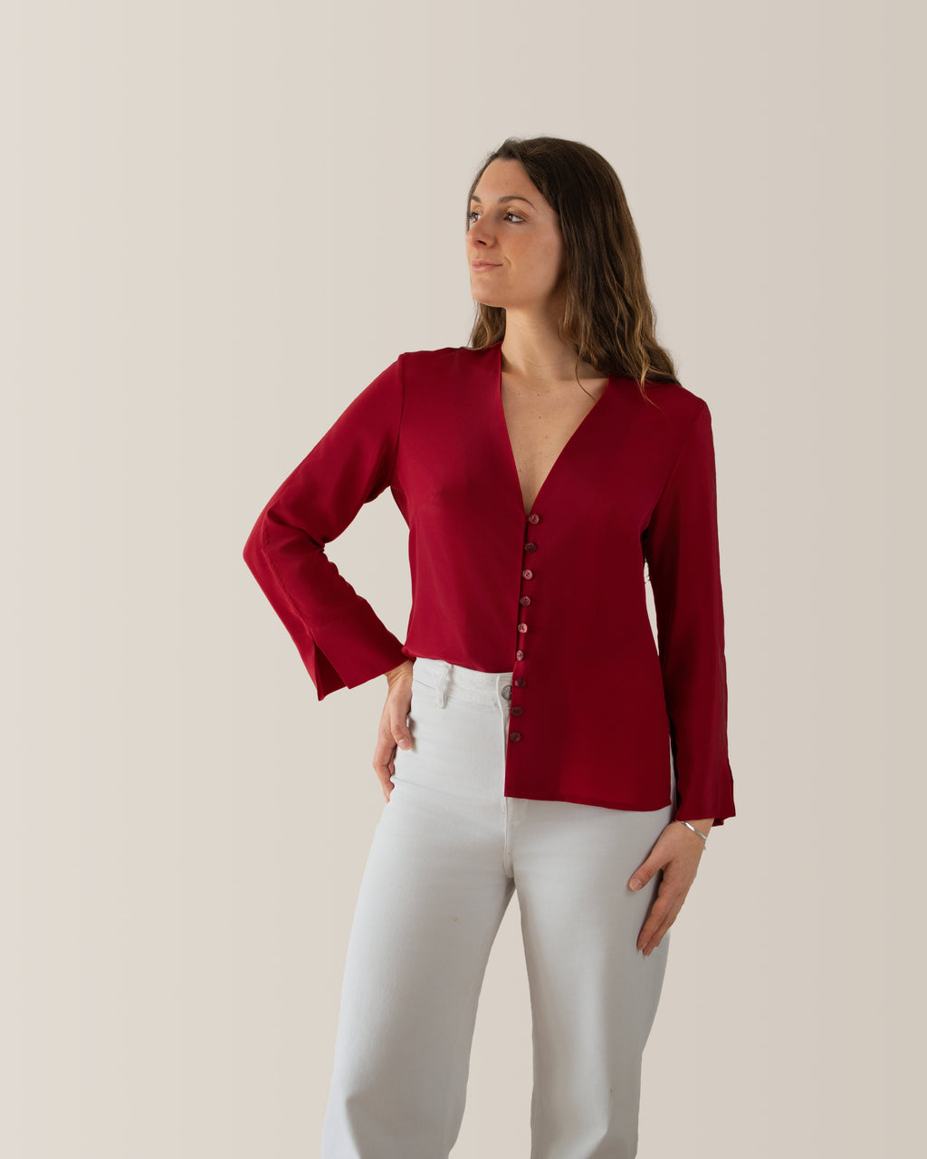 Camicia da donna in seta | scollo a V