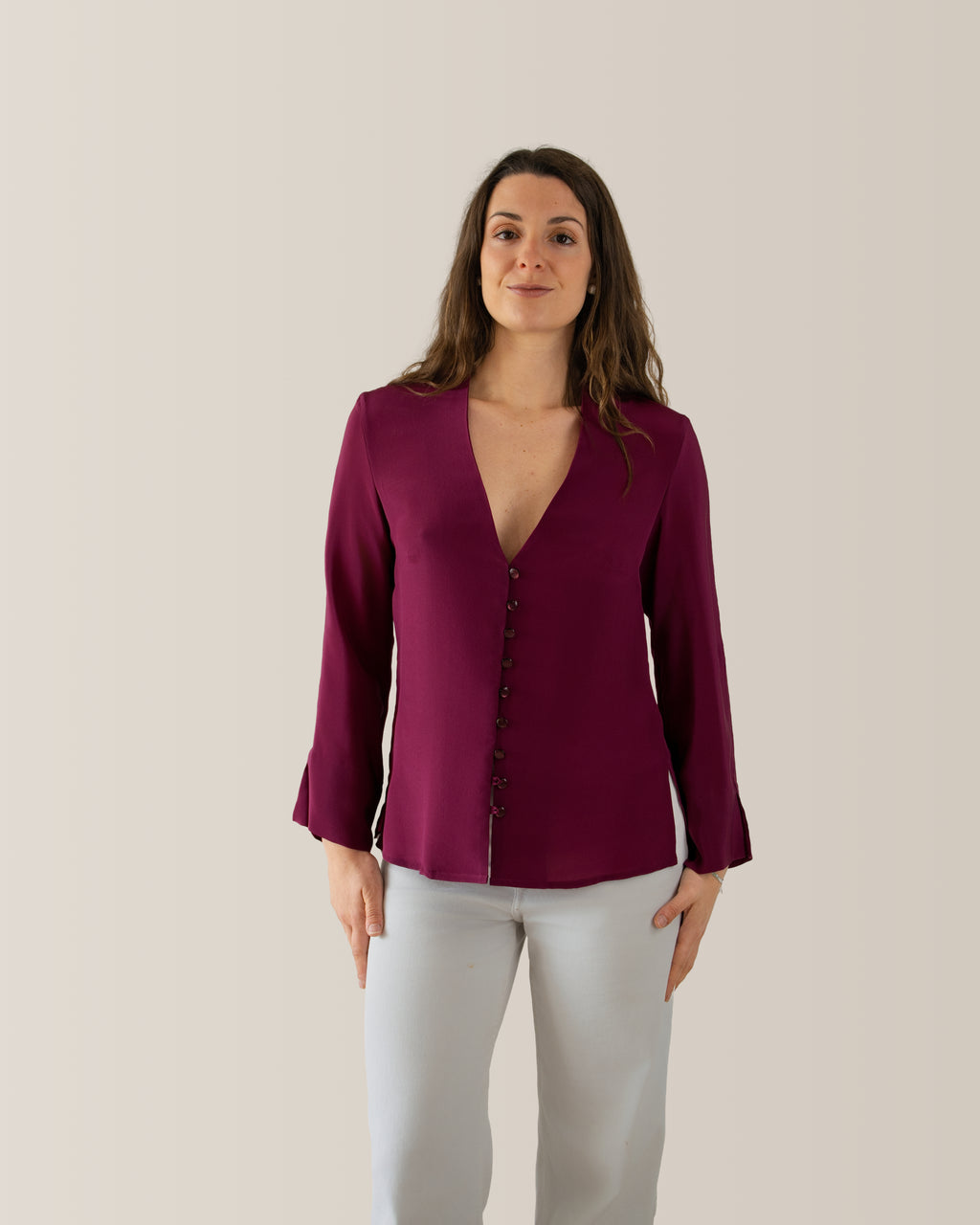 Camicia in seta scollo a V | Vinaccia