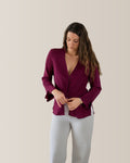 V-Neck Silk Shirt | Burgundy