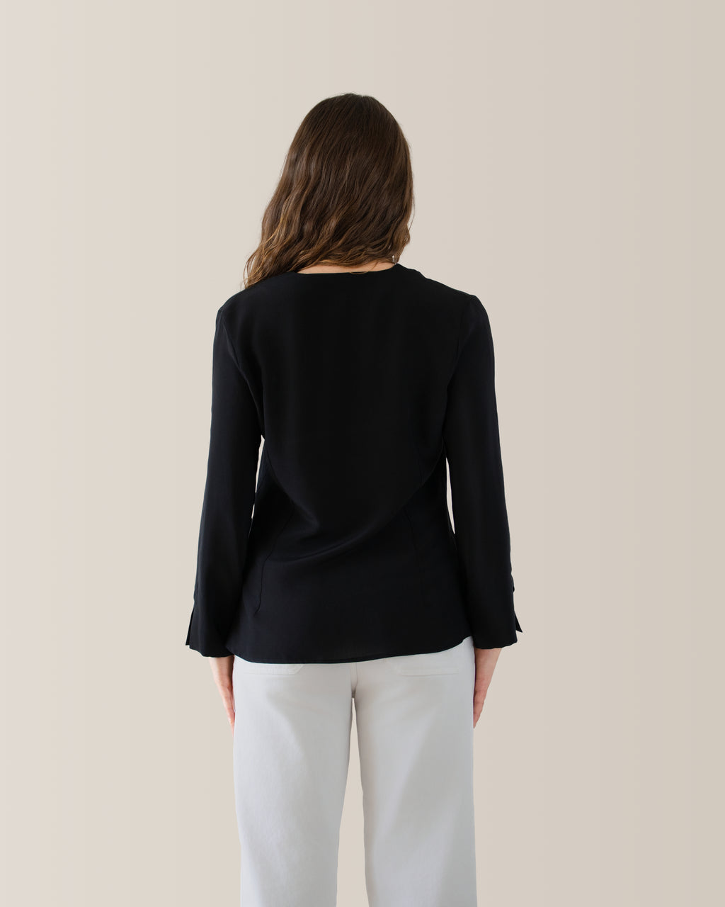 Camicia in seta scollo a V | Nero