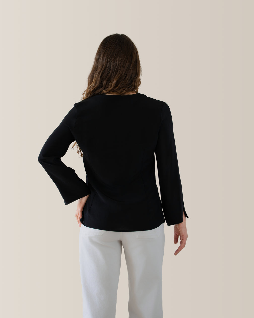 Camicia in seta scollo a V | Nero