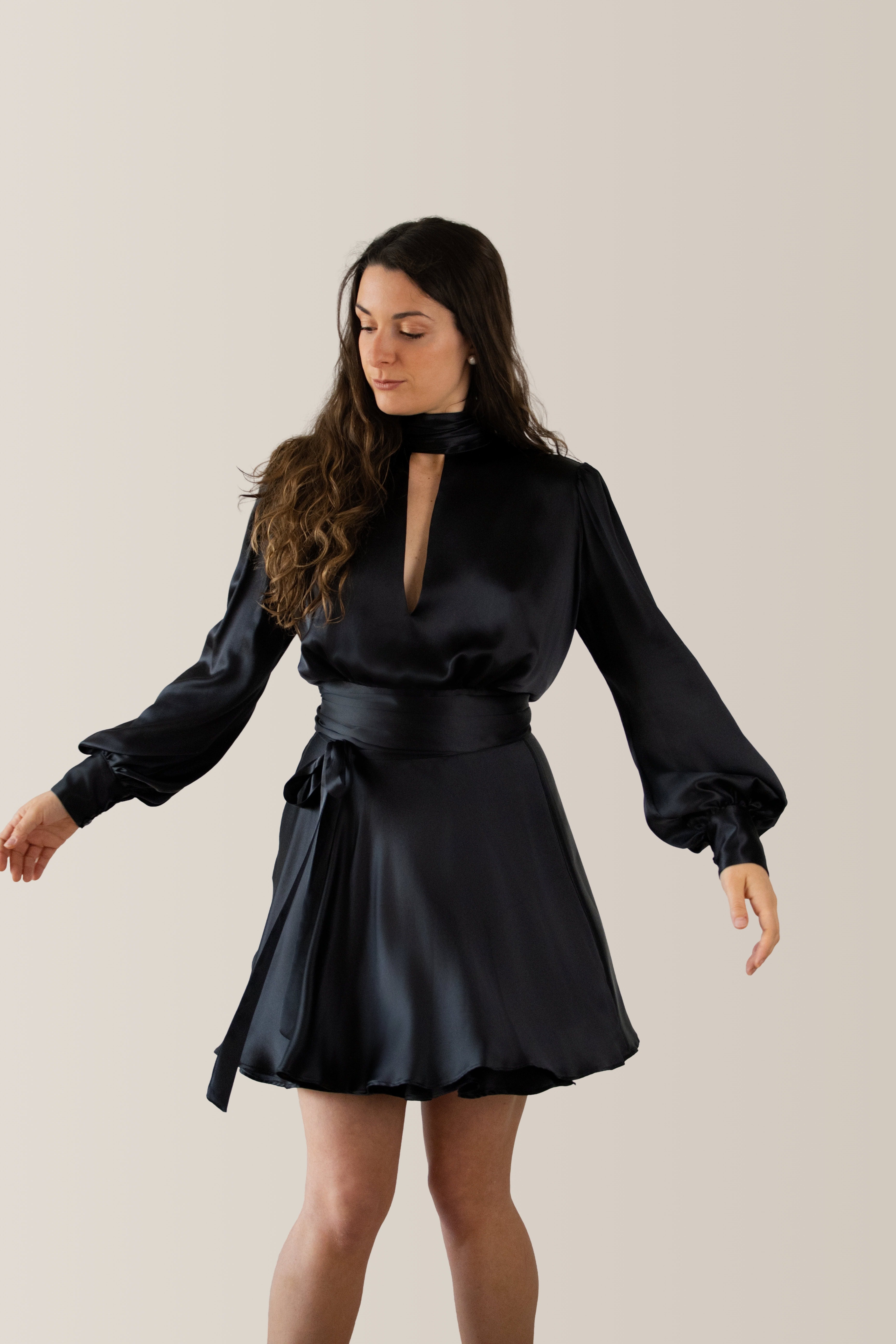 Satin 100% silk wrap skirt