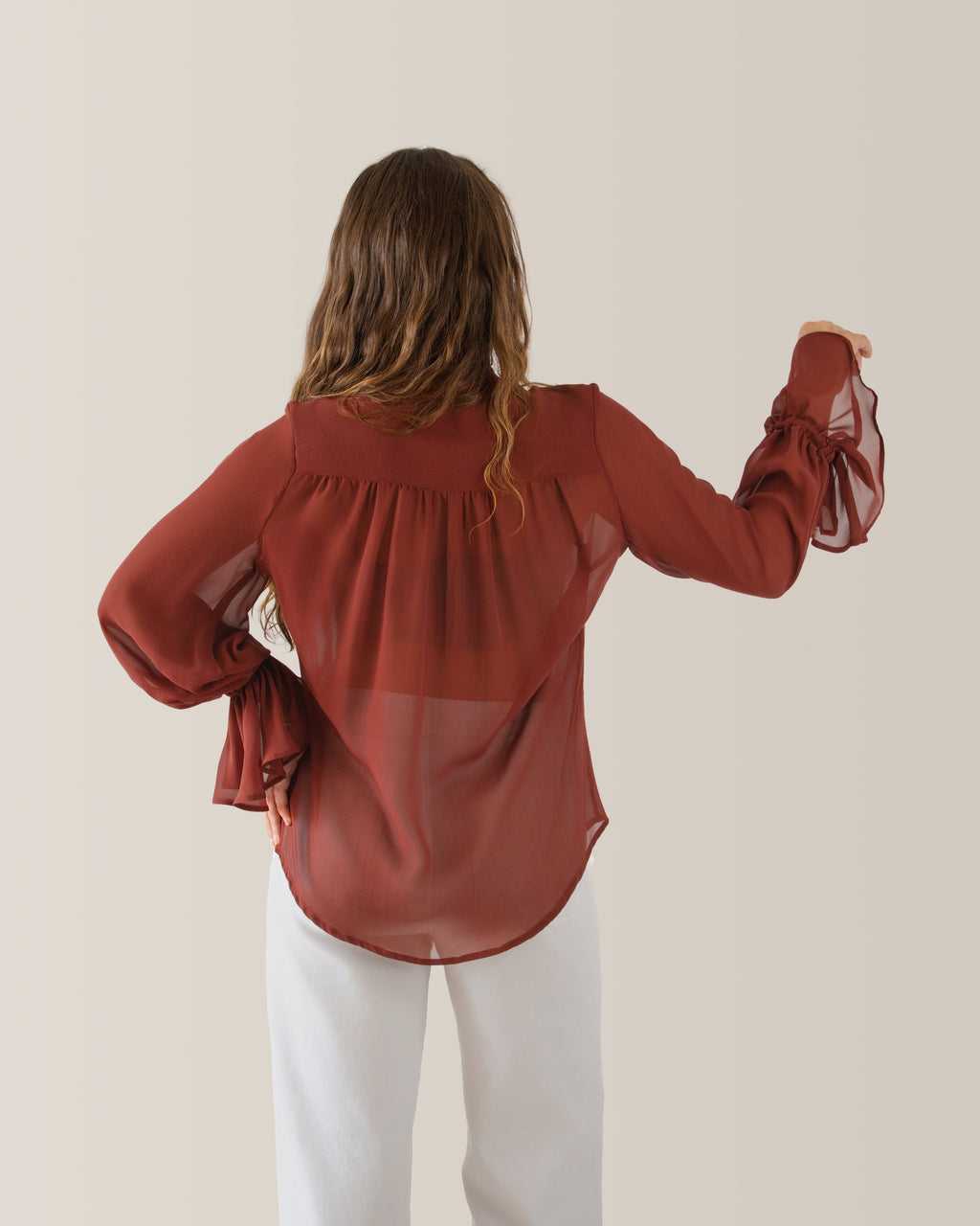 Women's silk shirt with bow