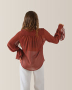 Camicia in seta con fiocco | Terra di Siena