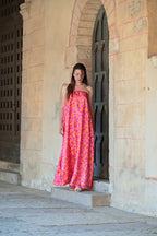 Abito fiori a fascia in twill di seta