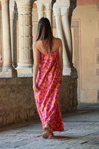 Abito fiori a fascia in twill di seta