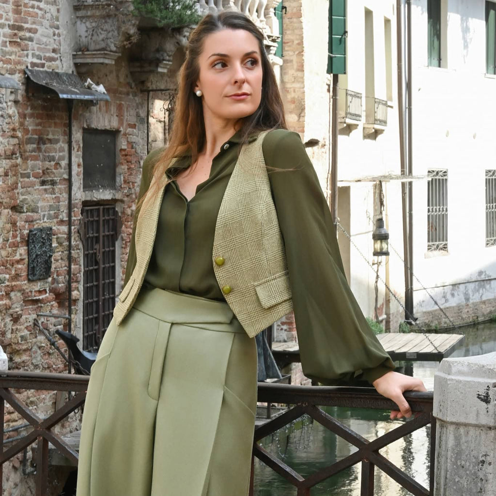 Gilet in lana e seta