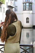 Gilet principe di Galles in seta e lana