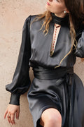 Backless Silk Shirt | Black