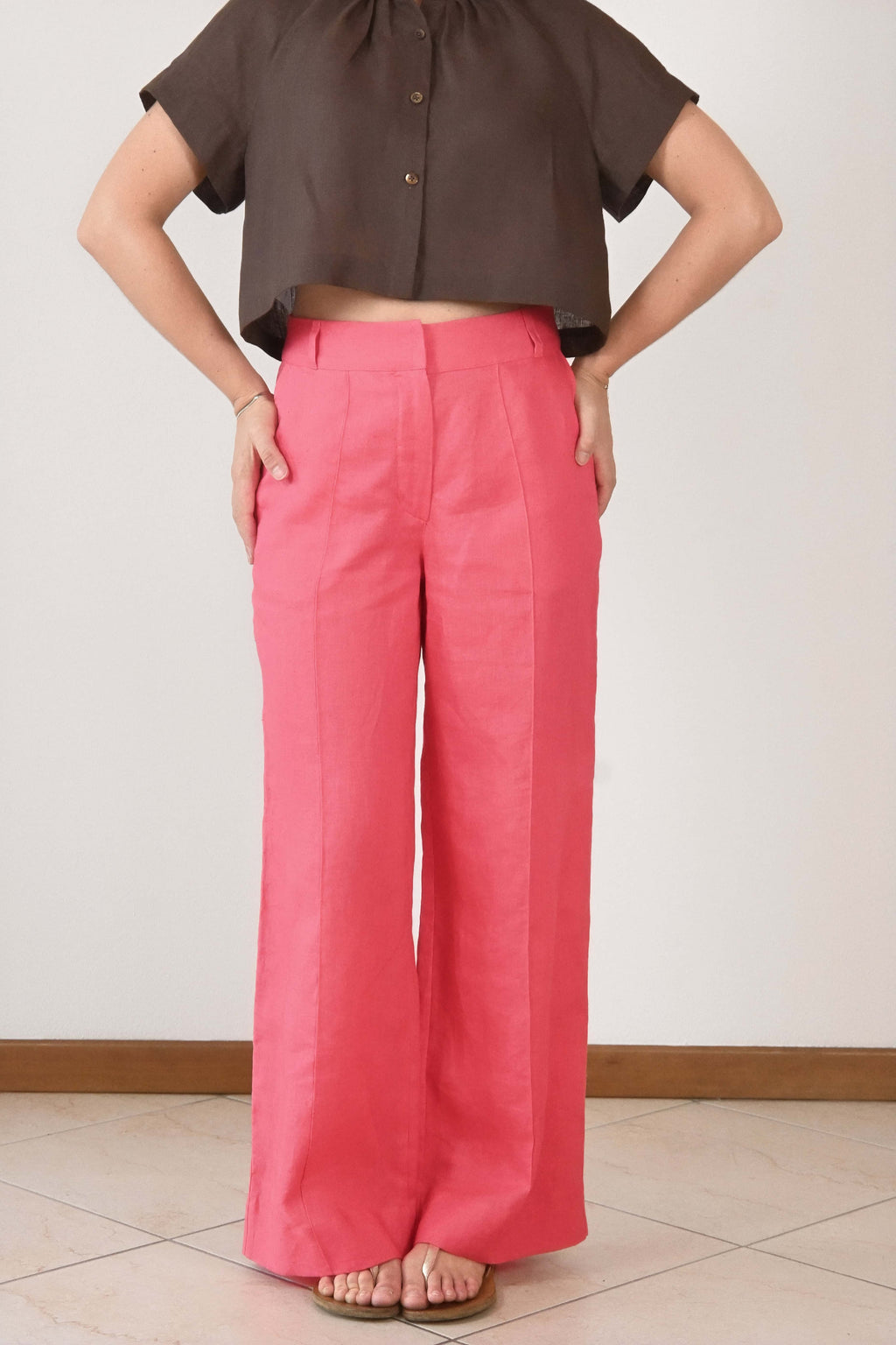 pantaloni palazzo puro lino ALKIRA | Moda donna estiva Made in Italy e fatto a mano, elegante e fresca 