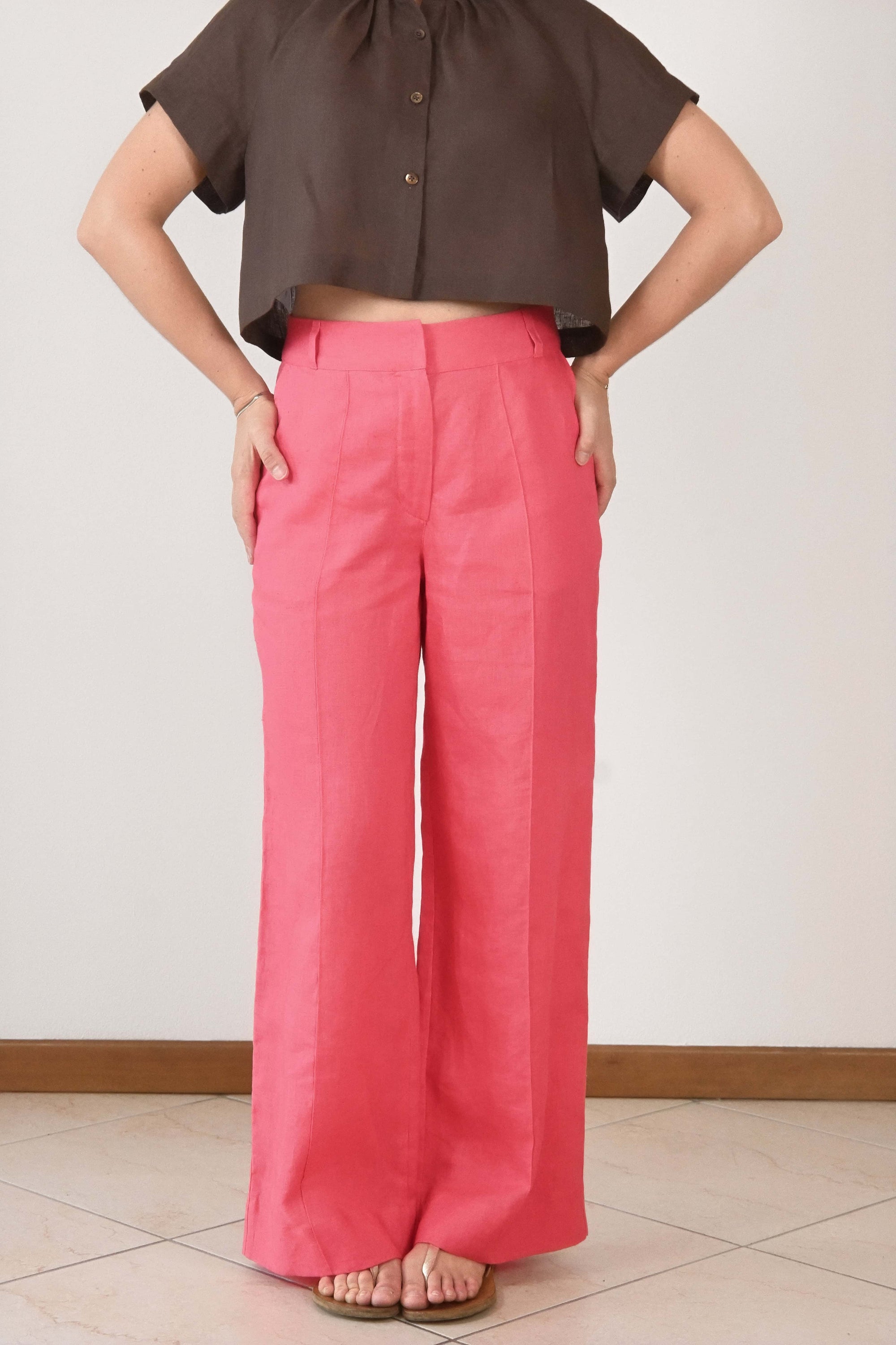 pantaloni palazzo puro lino ALKIRA | Moda donna estiva Made in Italy e fatto a mano, elegante e fresca 